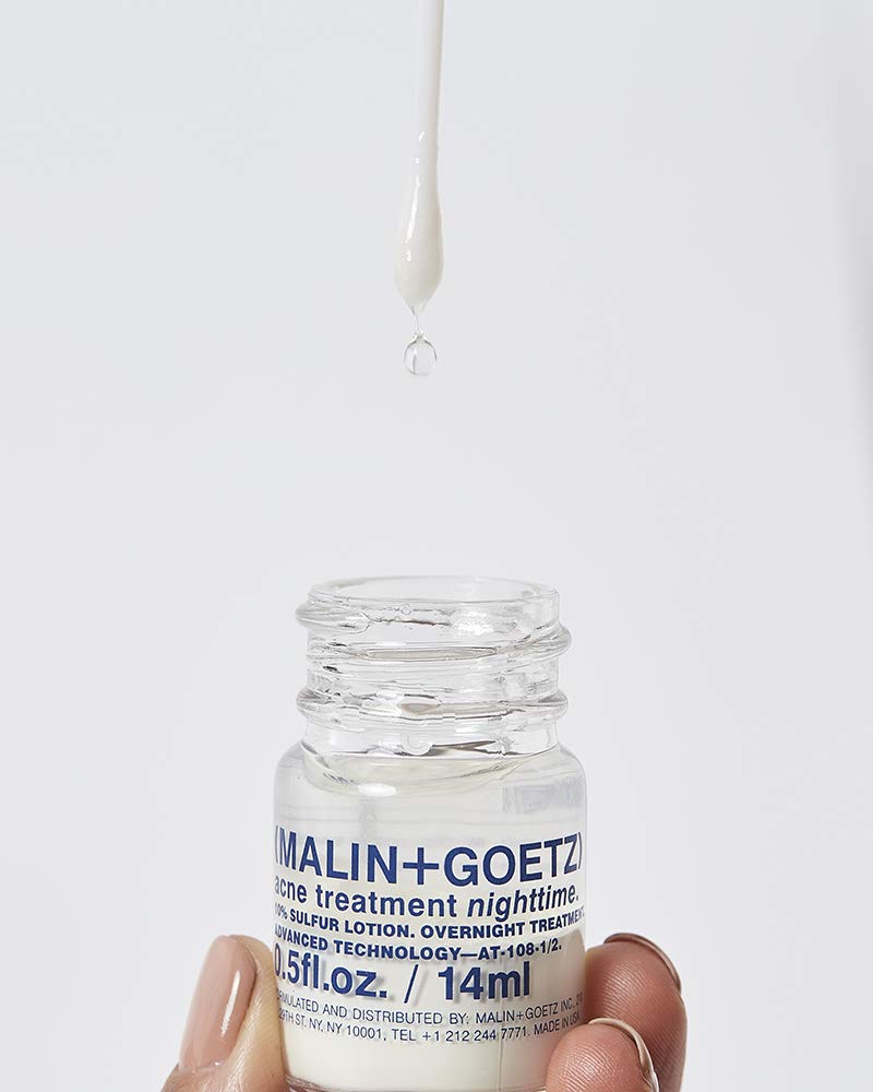 MALIN+GOETZ Acne Treatment Nighttime Overnight Spot Treatment 10% Sulfur, Salicylic Acid, Zinc Oxide, Camphor Calms Redness, Absorbs Oil, Helps Prevent Scarring Vegan + Cruelty-Free (0.5 Fl Oz)