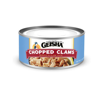 GEISHA Chopped Clams(Razor Clams) in Clam Juice 7oz(Pack of 12) | Zero Sat Fat & Trans Fat – Wild Caught – Good for Clam Chowder – Gluten Free – No MSG – NON-GMO