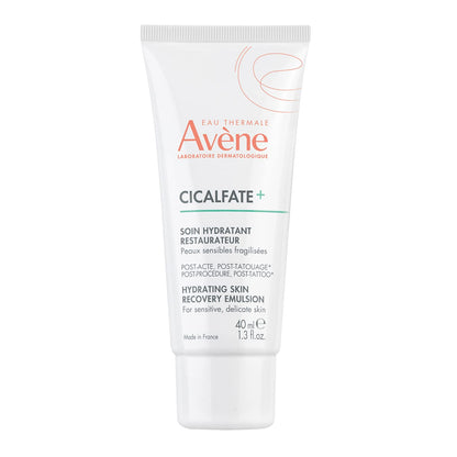 Avène Cicalfate+ Hydrating Skin Recovery Emulsion for post-procedure & post-tattoo, helps restore skin barrier, 24hr hydration, 1.3 Fl Oz