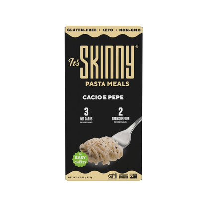 It’s Skinny Cacio e Pepe – Low Carb Pasta, Gluten Free, Non-GMO, Keto-Friendly, Only 3 Net Carbs & 2g of Fiber per Serving, with Organic Parmesan and Pecorino Romano Cheese Sauce, Ready in 5 Minutes (6 Packs)