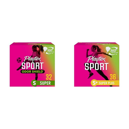 Playtex Sport Tampons, Super and Super Plus Absorbency, Unscented - 68 Count