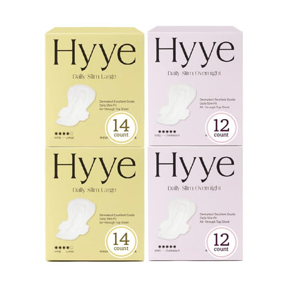 Hyye Ultra Thin Sanitary Pads Heavy Flow Large (28 Counts) + Overnight (24 Counts) 2+2 Packs
