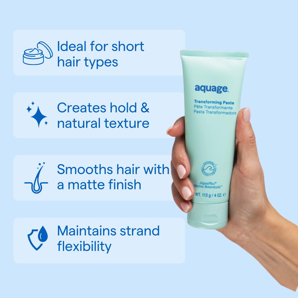 AQUAGE Transforming Paste, Ultra-Firm Hold Texturizer, Combines Flexibility of a Wax With The Hold of Hairspray, 4 oz