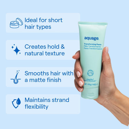 AQUAGE Transforming Paste, Ultra-Firm Hold Texturizer, Combines Flexibility of a Wax With The Hold of Hairspray, 4 oz
