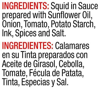 Vigo Premium Imported Canned Seafood, Squid in Ink Sauce, Specialty Flavored, Perfect for Recipes and Dishes (Squid in Ink Sauce, 4 Ounce (Pack of 10))