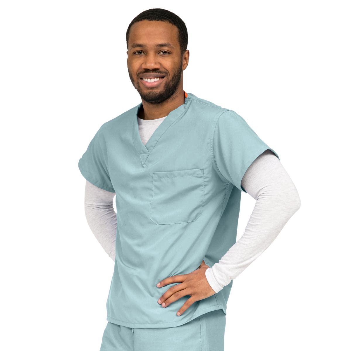 Medline PerforMAX One-Pocket Reversible Scrub Top, ANG-CC, X-Large, Misty Green