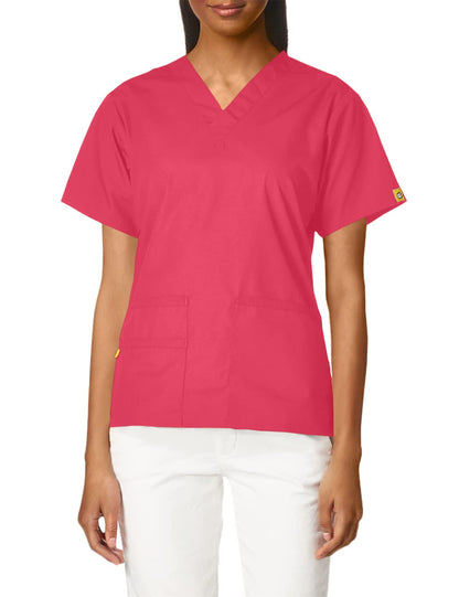WonderWink womens Origins Bravo V-Neck Top, Hot Pink, X-Small