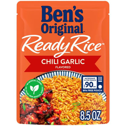 Ben’s Original Ready Rice Chili Garlic Flavored Rice, Easy Dinner Side, 8.5 oz Pouch (Pack of 12)