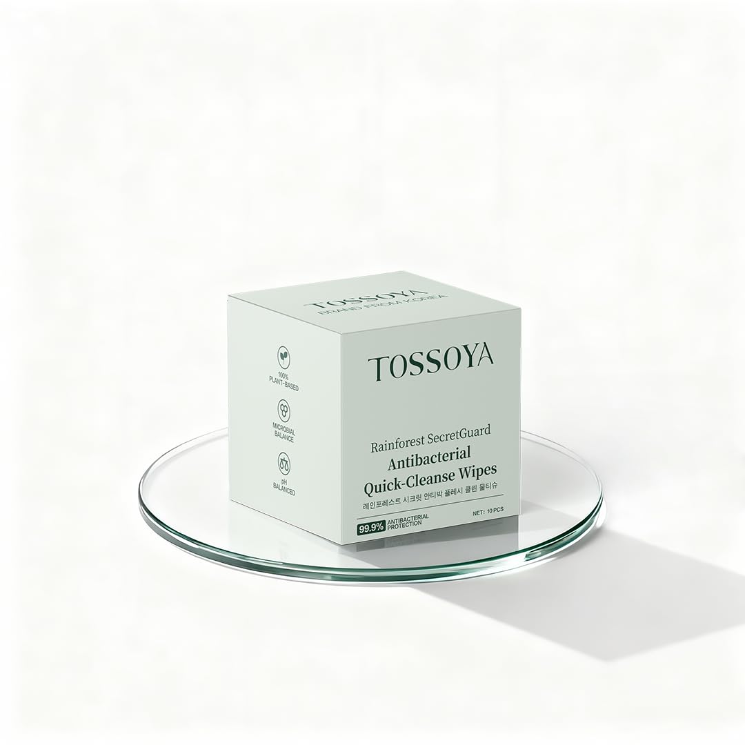 Tossoya™ Gentle Intimate Wipes - pH Balanced Feminine Cleansing Wipes for Sensitive Skin - Quick-Dry & Refreshing Daily Care - Individually Wrapped - Plant-Based Formula -10 Count (Pack of 1)