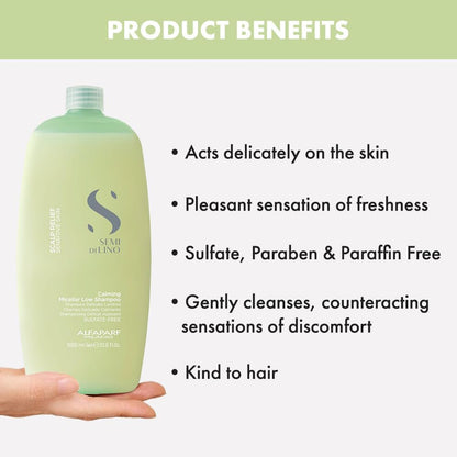 Alfaparf Milano Semi Di Lino Scalp Relief Low Shampoo for Sensitive Skin - Sulfate Free Shampoo - Soothes, Brings Comfort and Hydrates - Itch Relief - Professional Salon Quality