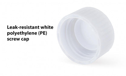 Globe Scientific 6102S Polypropylene Molded Graduations Conical Bottom Self Standing Transport Tubes with Attached White Polyethylene Screw Cap, Sterile, 10ml Capacity, Pack of 500