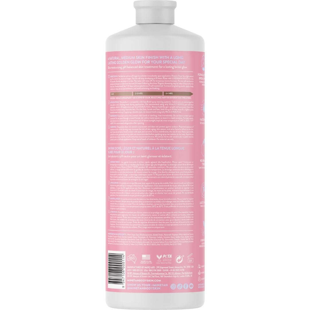 MineTan Spray Tan Solution | Perfect Bride | Best Wedding Bridal Sunless Tanning Solution | Natural, Long Lasting Medium Bronzed Glow | Intensely Moisturizing Salon Professional Formula | 33.8 Fl Oz