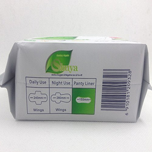 SHUYA Natural Cotton Panty Liners for Women Without Wings, Negative ion Pads, Chlorine Free, Herbal Scented, Length 155mm-120Count(Pack of 4)