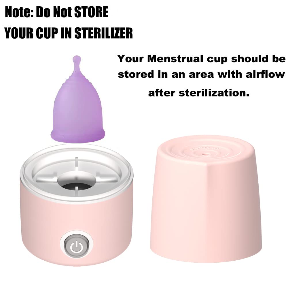 Menstrual Cup Sterilizer Period Cup Steamer Cleaner Machine High Temperature Wash Your Cup 99.9% Dirty 8 Minutes - Feminine Hygiene - Leak-Free (Pink Color)