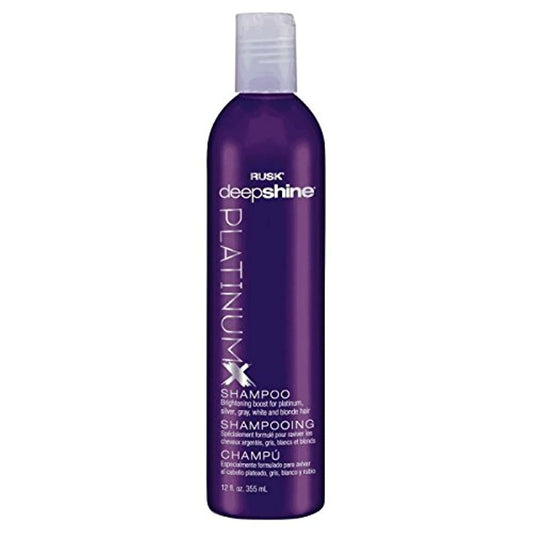RUSK Deepshine PlatinumX Shampoo, Gentle Cleansing, Brightening Color Boost for Platinum, Silver, Gray, White, and Blonde Hair, 12 oz