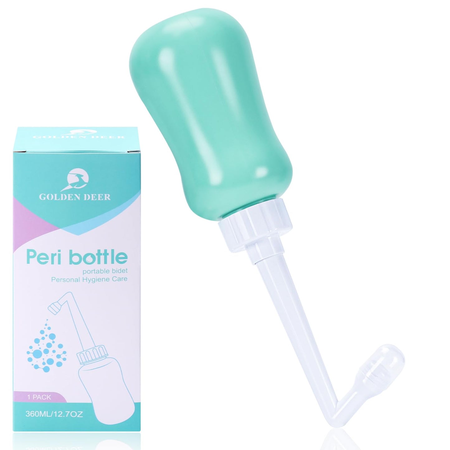 GOLDEN DEER Peri Bottle for Postpartum Care for Perineal Recovery and Cleansing After Birth 12.7 OZ Turquoise