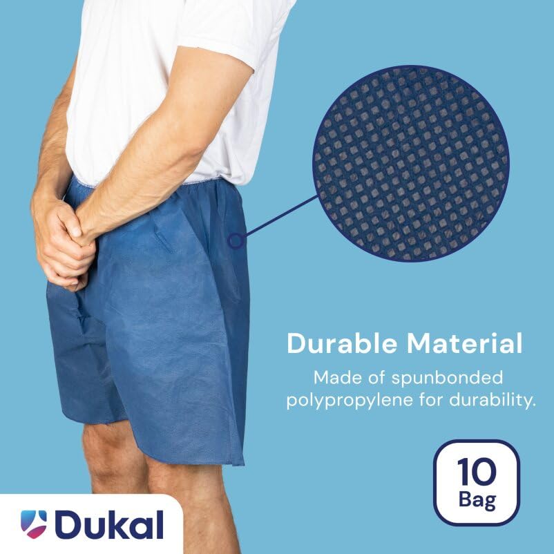 Dukal Patient Exam Wear, Short, Non-Sterile, Unisize, Dark Blue (5 Bags/Case 10 Bag) (Pack of 50)