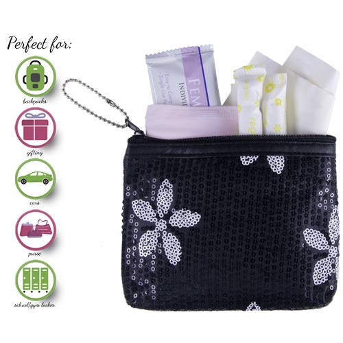 Period Starter Kit - Fashionable and Organic Menstrual Period Survival Kit - When Aunt Flo Makes a Surprise Visit! (Your First Choice to-Go!) (Black)