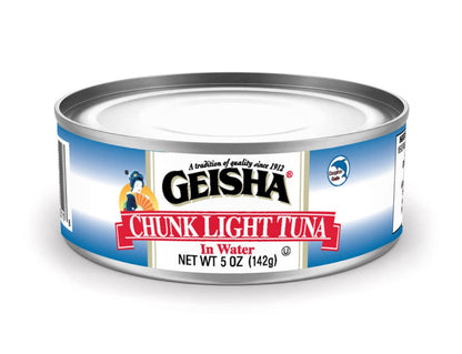 GEISHA Chunk Light Tuna In Water 5oz(Pack of 24), Canned Skipjack Tuna | No Trans Fat - No Sugar Added – Kosher Certified – Gluten Free – Omega 3 – Good Source of Protein