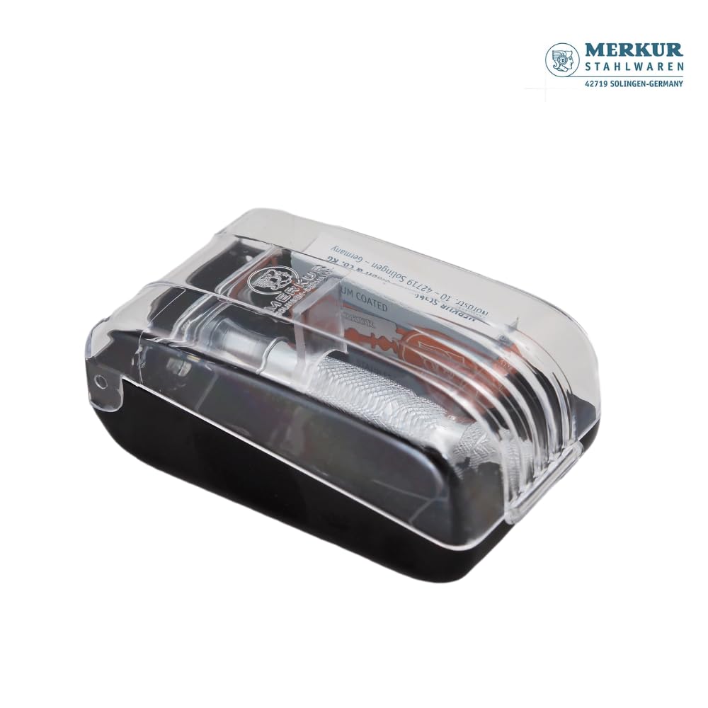 MERKUR 33C Short Handle Double Edge Safety Razor Set with 10 Blades In A Box