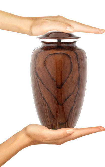 Bold & Divine Wood Grain Cremation Urn for Human Ashes - Elegant Large Memorial Cremation Urn for Human Ashes - Perfect Tribute for Loved Ones - Male Female Man or Woman (Red Cherry Wood, Large)