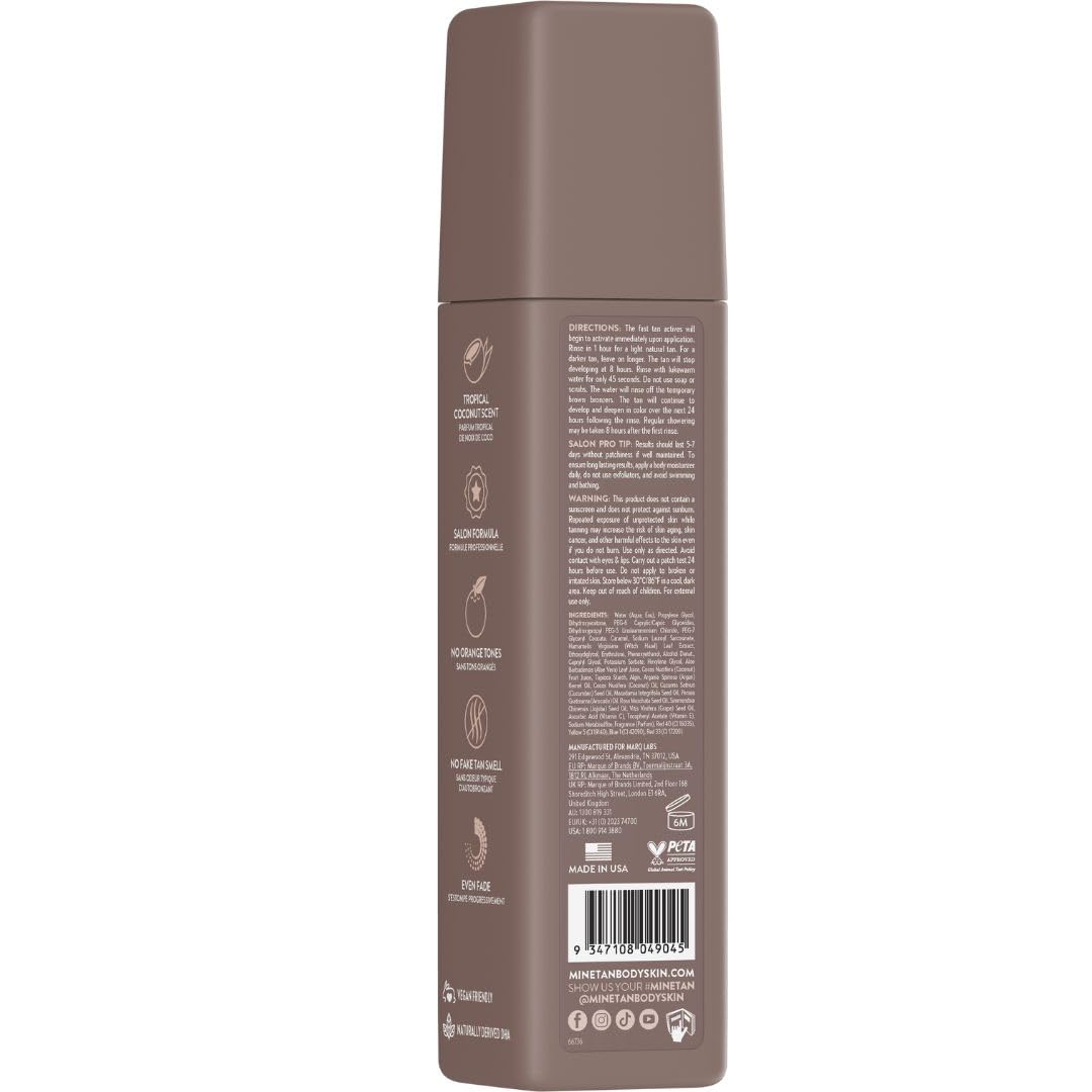 MineTan Dark Self Tanning Foams | Bronze Collection - Best Fake Tanner Mousse for a Deep Instant Bronzing Glow, 1 Hour Express, Face & Body, Ultra Hydrating Formula, Coconut Scented, 6.7 Fl Oz