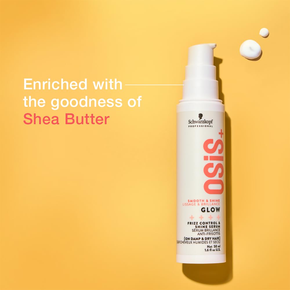 OSiS+ Glow Anti-Frizz Shine Serum - Lightweight Heat Protection & Frizz Control for All Hair Types