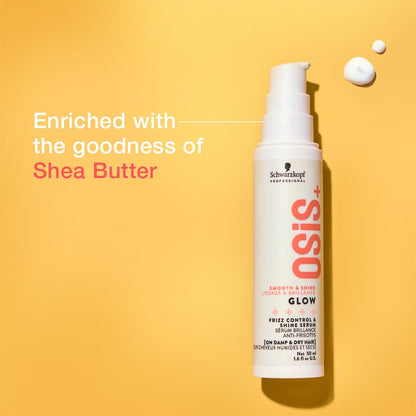OSiS+ Glow Anti-Frizz Shine Serum - Lightweight Heat Protection & Frizz Control for All Hair Types