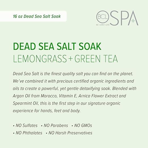 BCL SPA Lemongrass & Green Tea 4-Step Skincare Starter Kit, 16oz Each – Organic Vegan Spa Set for Hands, Feet & Body – Hydrates, Exfoliates, Softens Skin