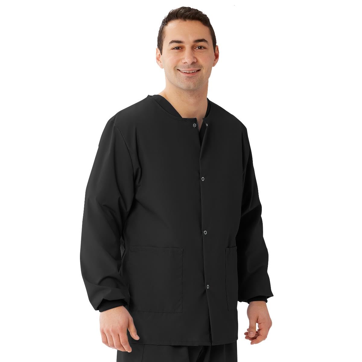 849 AngelStat Unisex Snap-Front Warm-Up Scrub Jackets Black