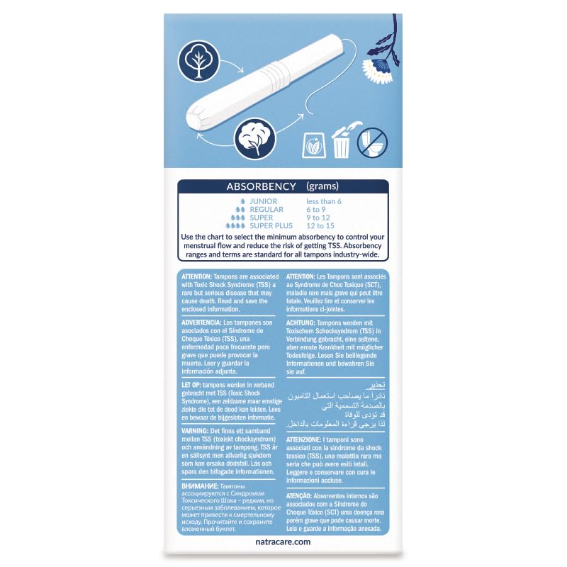 NATRACARE Organic Regular Tampons with Applicator ,16 Count (Pack of 3)