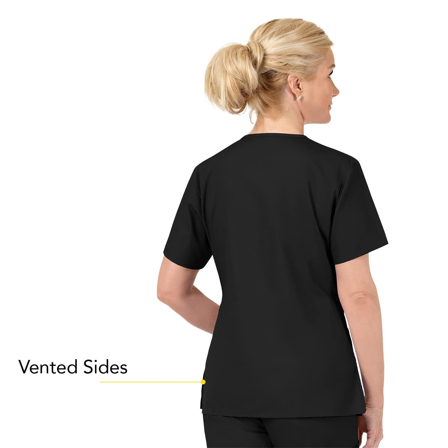 WonderWink womens Origins Bravo V-Neck Top, Black, XX-Small
