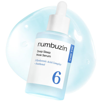 numbuzin No.6 Serum | Deep Sleep Mask Serum | Iceland Glacier Water for Instant and Long-lasting Hydration with Hyaluronic Acid & Niacinamide | Korean Skincare for Dry Skin | 1.69 fl. oz.