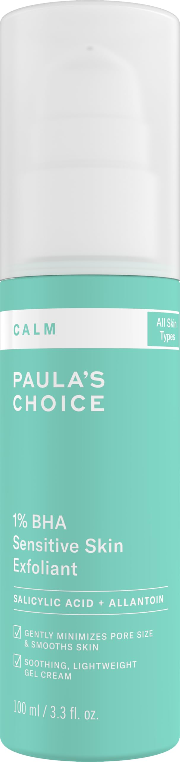 Paula’s Choice CALM 1% Sensitive Skin BHA Liquid Exfoliant, Salicylic Acid Lotion for Large, Clogged Pores, Calms, Soothes Redness, Suitable for Rosacea-Prone, Eczema-Prone Skin, Fragrance-Free, 3.3oz