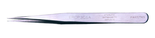 Erem EROP3CSA Stainless Steel Straight Ultra Fine Anti Magnetic Tweezer, 4.25" Overall Length