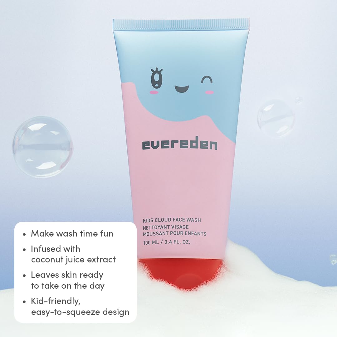 Evereden Kids Travel Set: Clean & Vegan 5-Piece Holiday Gift Set | Multi-Vitamin Skin Care Set for Toddlers with Detangling Spray, Face Wash, Cream, Shampoo, Conditioner | Stocking Stuffers for Kids