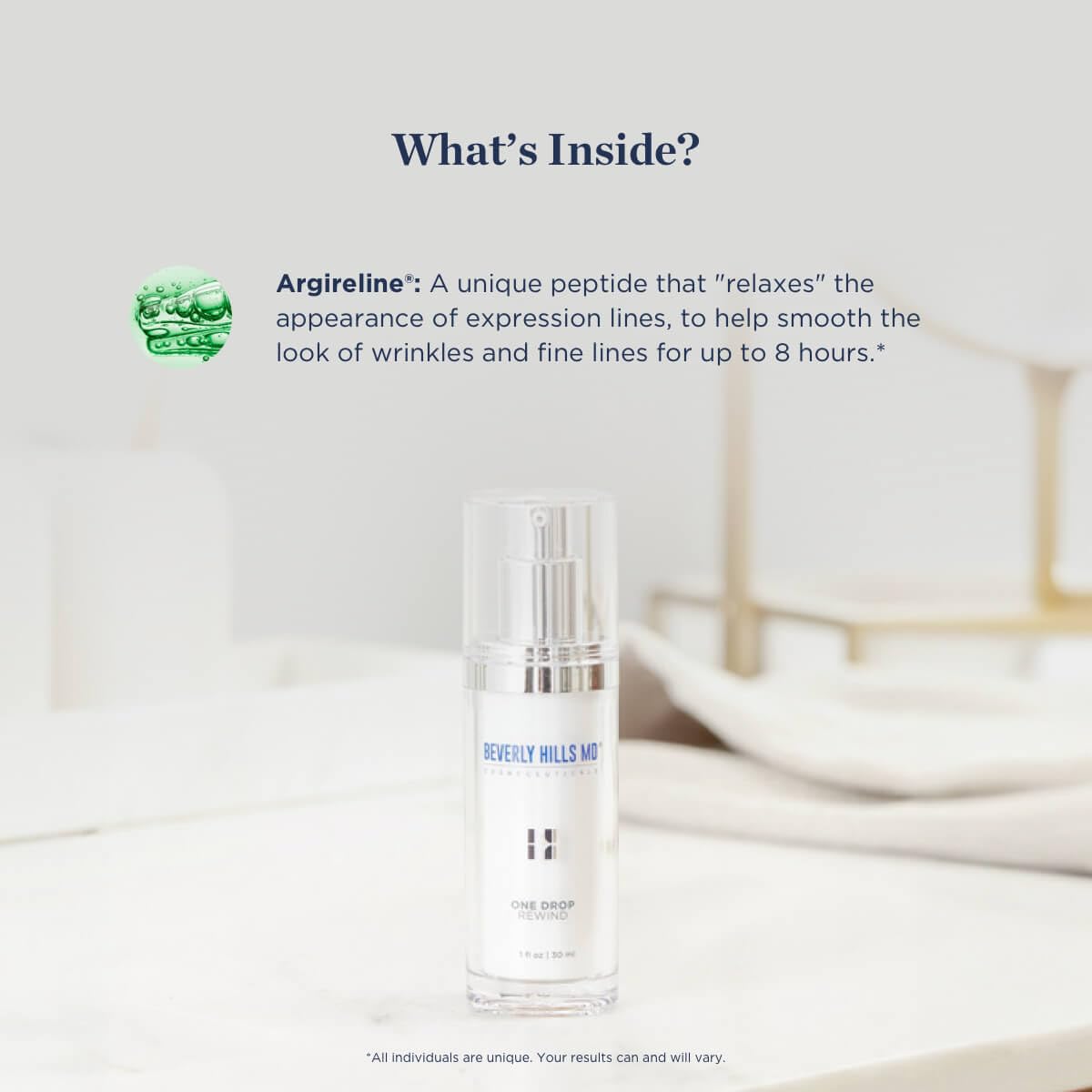 Beverly Hills MD One Drop Rewind for Aging Skin, Tightening Serum for Instant Smooth Skin Appearance up to 8 Hours- Target Fine Lines, Wrinkles, Crows Feet, Smile & Frown Lines w/Argireline