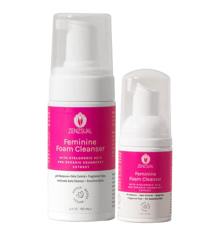 ZENZSUAL Feminine Foam Cleanser with Hyaluronic Acid & Organic Cranberry Extract – pH Balanced Feminine Wash for Sensitive Skin, Fragrance-Free Vaginal Cleanser, Hypoallergenic Intimate Care, 1 oz