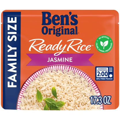 BEN'S ORIGINAL Ready Rice Jasmine Family Size Rice, Easy Dinner Side, 17.3 OZ Pouch (Pack of 6)