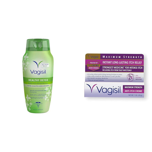 Vagisil Feminine Wash and Anti-Itch Cream Bundle, Includes 12 Fl Oz Body Wash and 1 oz Maximum Strength Cream