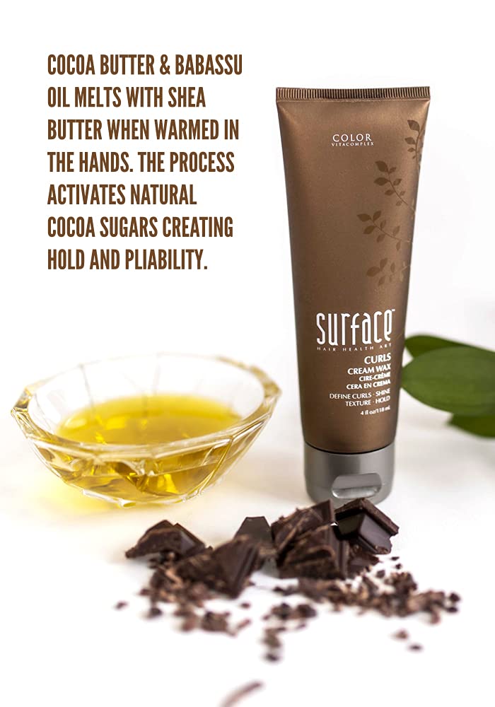 Surface Hair - Curls Cream Wax, Define And Add Shine And Texture To Curly Hair, With Cocoa And Shea Butter, 4 Fl. Oz.