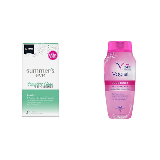 Summer's Eve Feminine Douche 2 Pack & Vagisil Feminine Wash for Intimate Hygiene, Odor Block, 12 oz