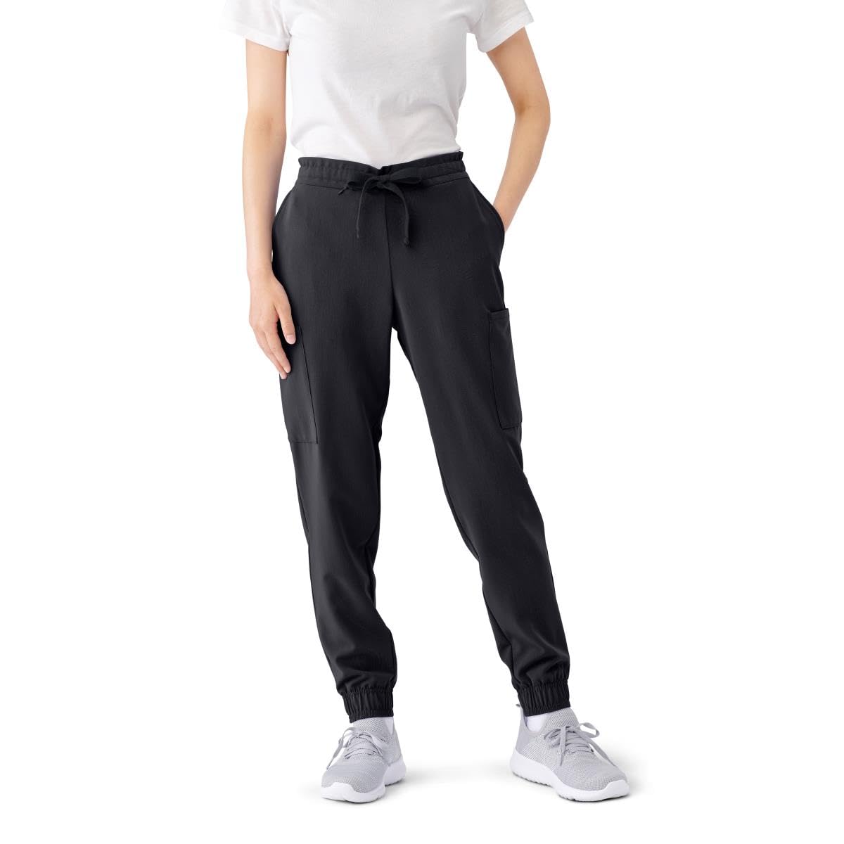 ave. First Womens Cargo Jogger Pant in Black, XS Petite