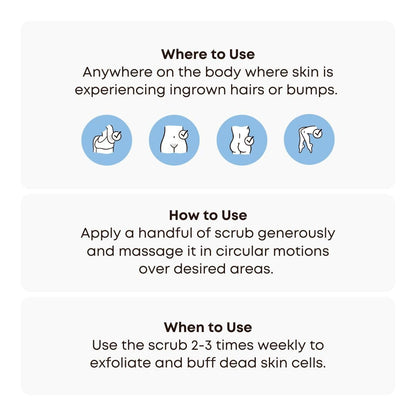 Bushbalm Ingrown Hair Exfoliating Scrub – Pre-Shave Sugar Scrub for Ingrown Hairs, Razor Bumps & Dry Skin – Gently Buffs & Soothes Sensitive Skin – Nude, 236ml