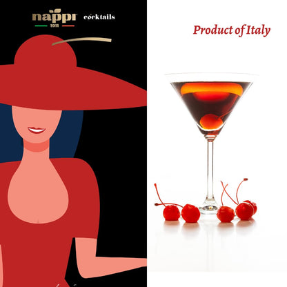 Nappi 1911, Maraschino Cocktail Cherries with Stem in Syrup, 13.76 oz (390 g) Jar, Product of Italy