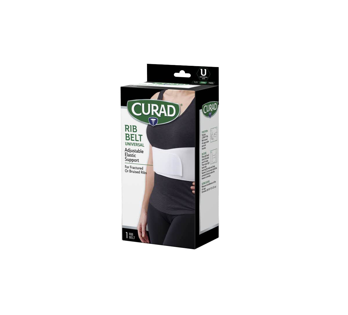 CURAD 6 in Universal Elastic Rib Belt, Adjustable Compression Wrap for Men and Women, Breathable Support for Broken, Bruised or Injured Ribs, Comfortable Fit for Everyday Wear, Fits 28" - 50" Around Ribs, Unisex, 1 Count