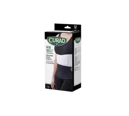 CURAD 6 in Universal Elastic Rib Belt, Adjustable Compression Wrap for Men and Women, Breathable Support for Broken, Bruised or Injured Ribs, Comfortable Fit for Everyday Wear, Fits 28" - 50" Around Ribs, Unisex, 1 Count