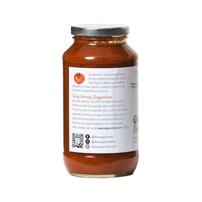 Dave's Gourmet Organic Simply Red Sauce - Non GMO, Vegan, Gluten Free Tomato Sauce