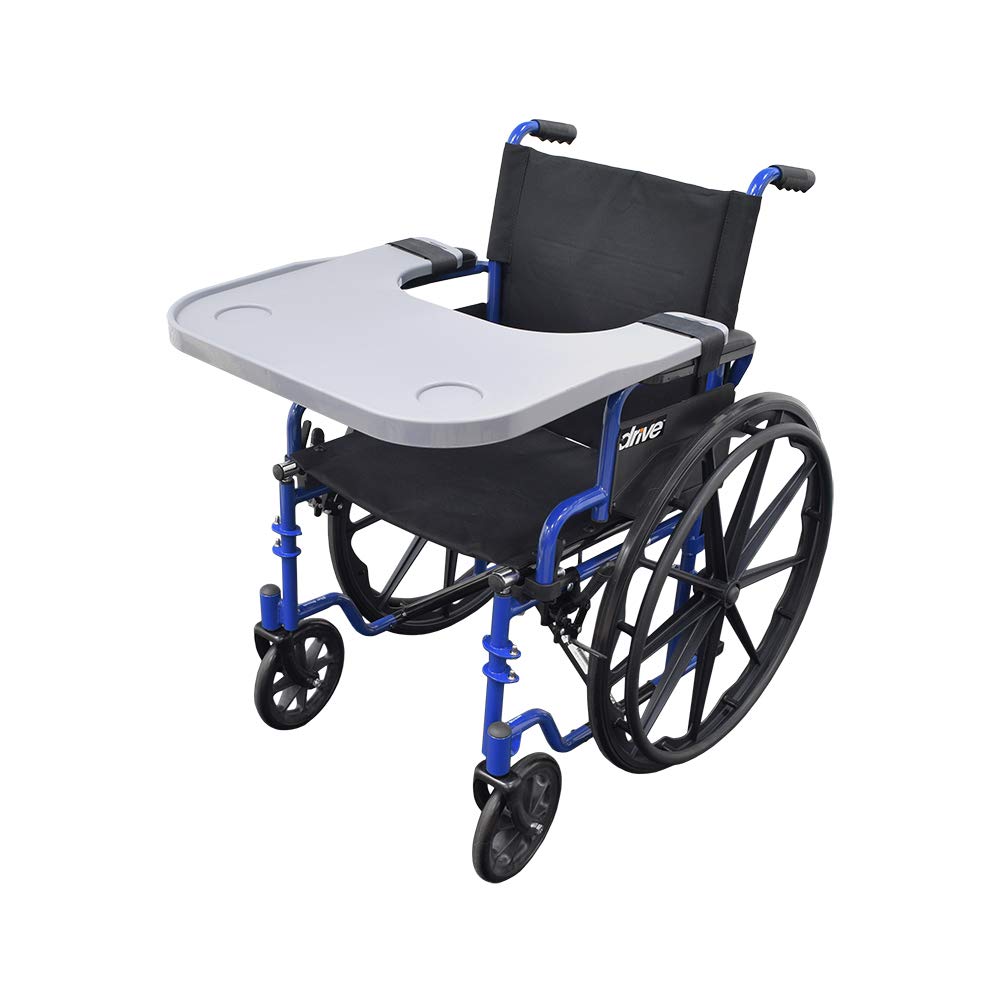 AlveyTech Wheelchair Tray Table with Cup Holder - Fits 18-20 Inch Wide Standard Wheelchairs Like Drive, Golden, & Invacare, Universal Removable Lap Desk for Adults Eating Reading Resting