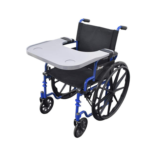 AlveyTech Wheelchair Tray Table with Cup Holder - Fits 18-20 Inch Wide Standard Wheelchairs Like Drive, Golden, & Invacare, Universal Removable Lap Desk for Adults Eating Reading Resting